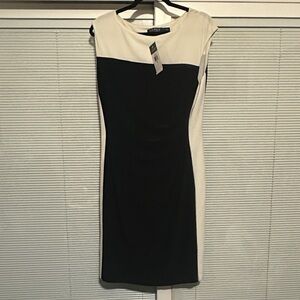 NWT Lauren Ralph Lauren Black and Cream Midi Dress